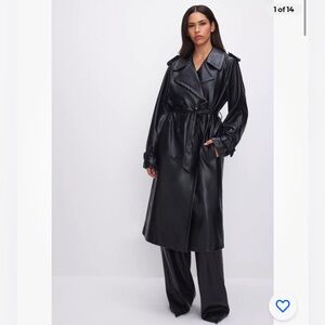GOOD AMERICAN FAUX LEATHER TRENCH COAT Size L/XL. H
